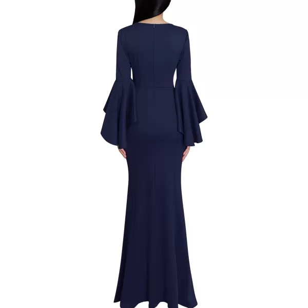 VFSHOW Womens Keyhole Front Bell Sleeve Formal Evening Wedding Party Maxi DressNavy Blue2