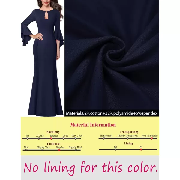 VFSHOW Womens Keyhole Front Bell Sleeve Formal Evening Wedding Party Maxi DressNavy Blue2