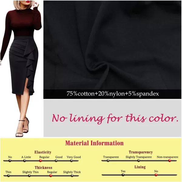 VFSHOW Women Elegant Ruched Ruffle Slit Work Business Party Pencil SkirtBlack3