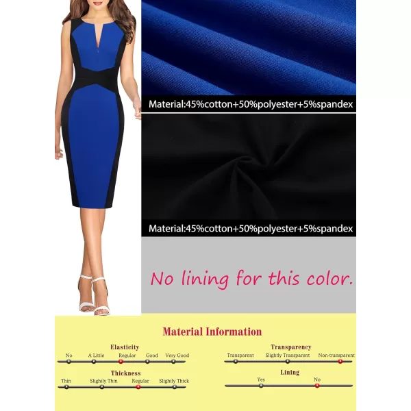 VFSHOW Womens Black and Blue Patchwork Elegant Front Zipper Work Business Office Bodycon Pencil Sheath Dress 9108 BLU MVFSHOW Womens Black and Blue Patchwork Elegant Front Zipper Work Business Office Bodycon Pencil Sheath Dress 9108 BLU M