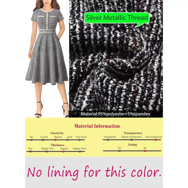 VFSHOW Womens Buttons Pockets Slim Wear to Work Office Business Bodycon ALine DressBlack Tweed a Line2