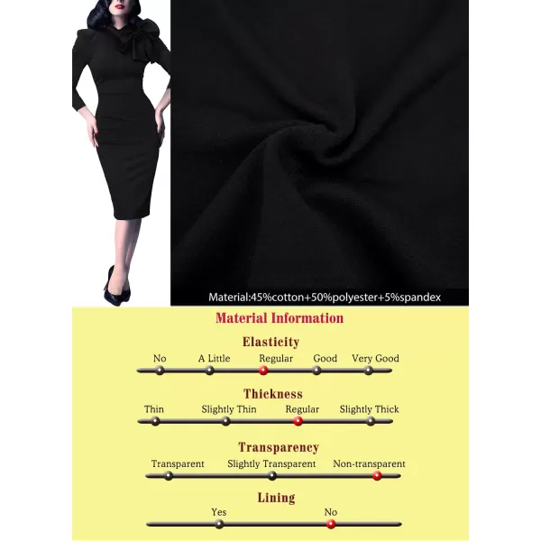 VFSHOW Womens Celebrity Vintage Bowknot Cocktail Party Stretch Bodycon DressBlack