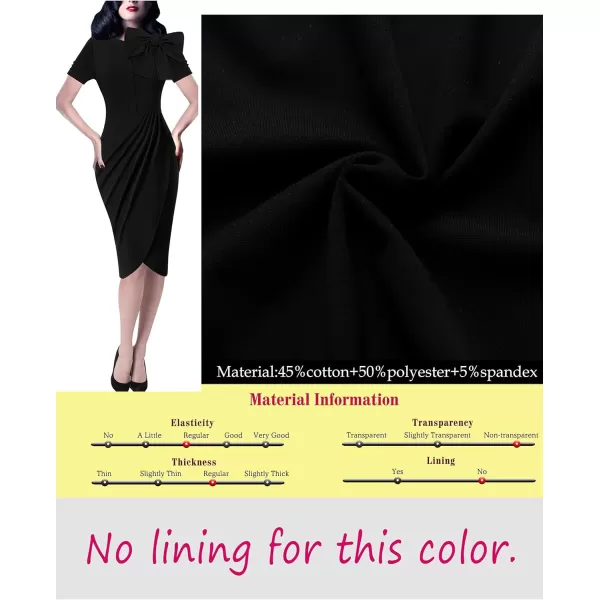 VFSHOW Womens Celebrity Vintage Bowknot Cocktail Party Stretch Bodycon DressBlack Faux Wrap Design