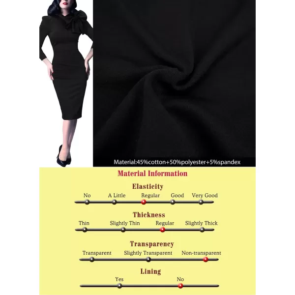 VFSHOW Womens Celebrity Vintage Bowknot Cocktail Party Stretch Bodycon DressBlack5