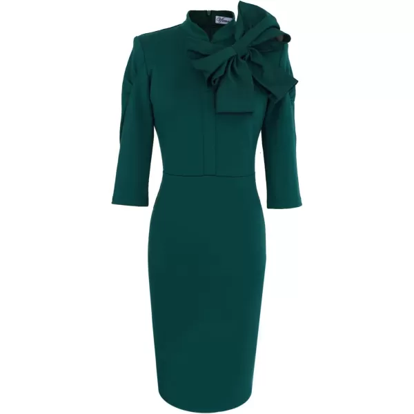 VFSHOW Womens Celebrity Vintage Bowknot Cocktail Party Stretch Bodycon DressDark Green