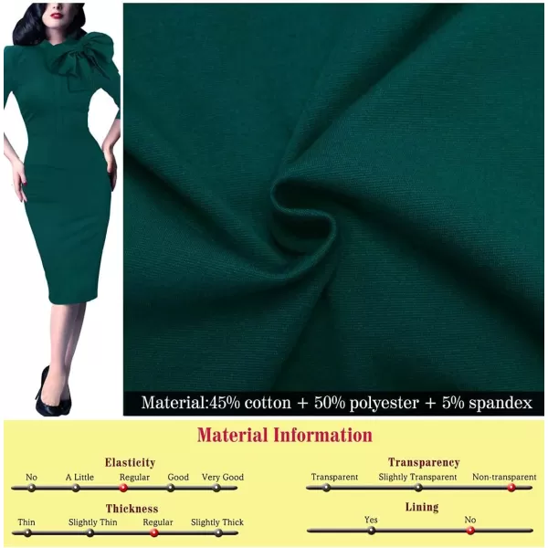 VFSHOW Womens Celebrity Vintage Bowknot Cocktail Party Stretch Bodycon DressDark Green