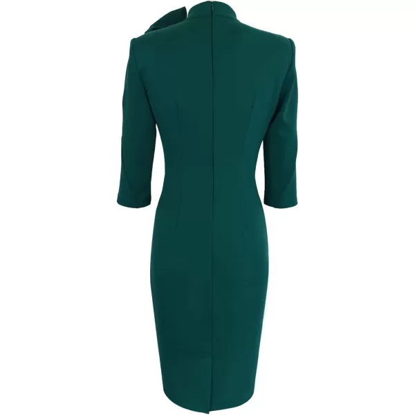 VFSHOW Womens Celebrity Vintage Bowknot Cocktail Party Stretch Bodycon DressDark Green