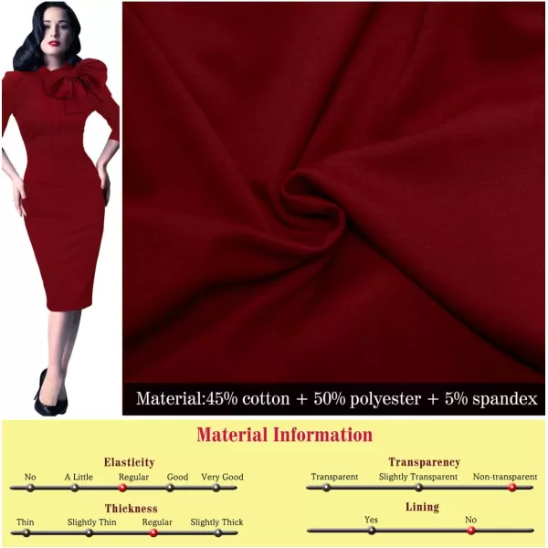 VFSHOW Womens Celebrity Vintage Bowknot Cocktail Party Stretch Bodycon DressDark Red