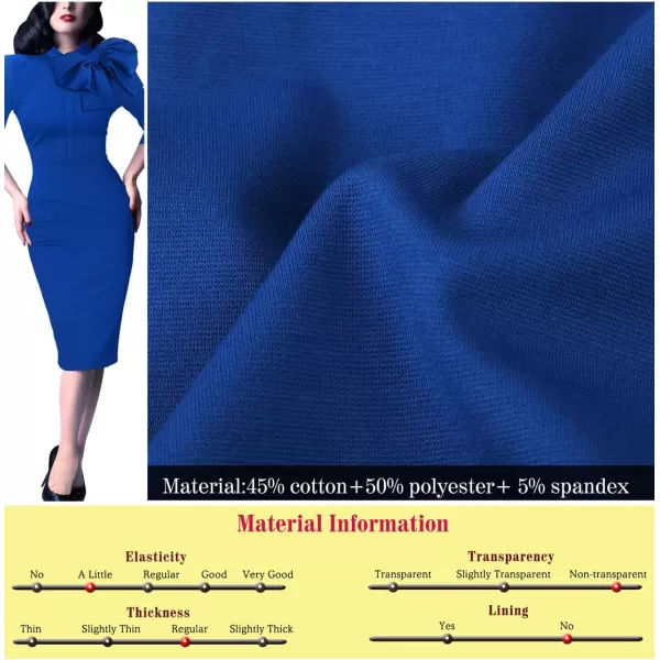 VFSHOW Womens Celebrity Vintage Bowknot Cocktail Party Stretch Bodycon DressRoyal Blue