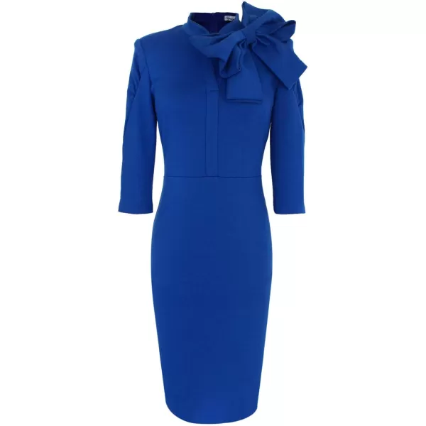 VFSHOW Womens Celebrity Vintage Bowknot Cocktail Party Stretch Bodycon DressRoyal Blue