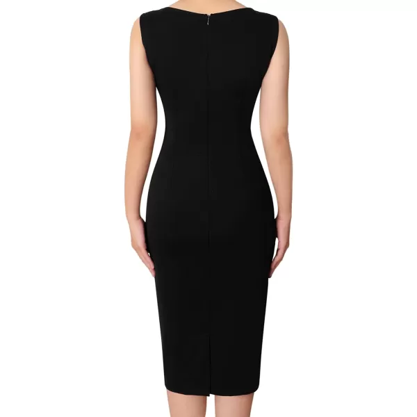 VFSHOW Womens Cocktail Lace Elegant Front Zipper Party Bodycon Pencil Sheath DressBlack and Lace