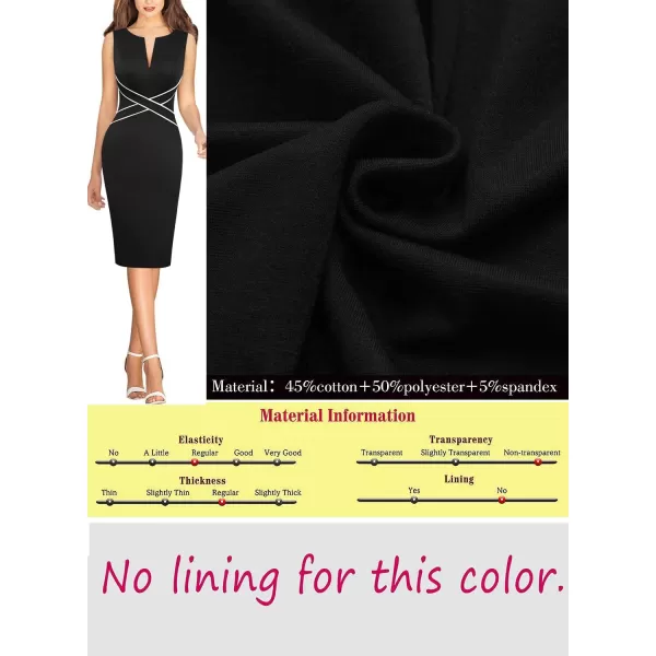 VFSHOW Womens Colorblock Front Zipper Work Office Business Party Bodycon Pencil DressBlack