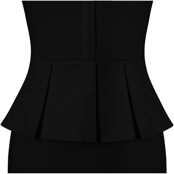 VFSHOW Womens Crew Neck Peplum Work Business Office Church Bodycon Pencil DressBlackshort Sleeve