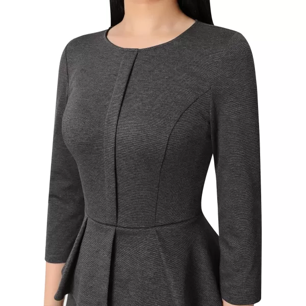 VFSHOW Womens Crew Neck Peplum Work Business Office Church Bodycon Pencil DressGrey 34 Sleeve