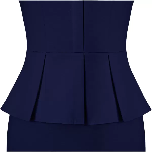 VFSHOW Womens Crew Neck Peplum Work Business Office Church Bodycon Pencil DressNavy Blueshort Sleeve