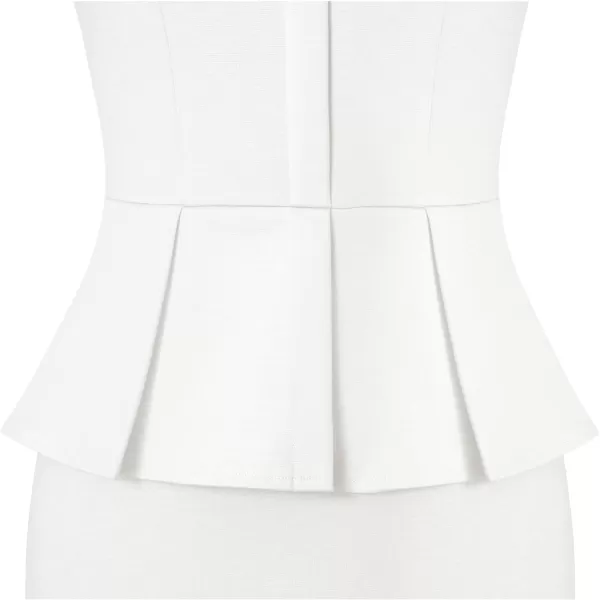 VFSHOW Womens Crew Neck Peplum Work Business Office Church Bodycon Pencil DressOff Whiteshort Sleeve