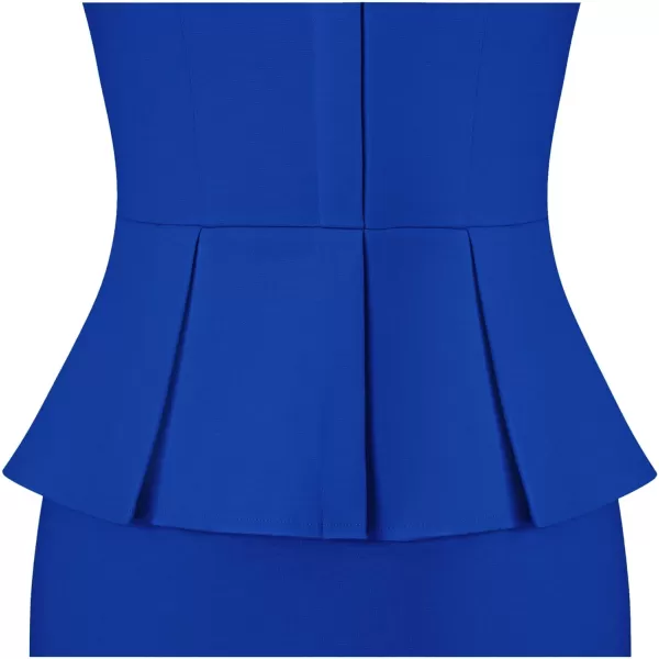 VFSHOW Womens Crew Neck Peplum Work Business Office Church Bodycon Pencil DressRoyal Blueshort Sleeve