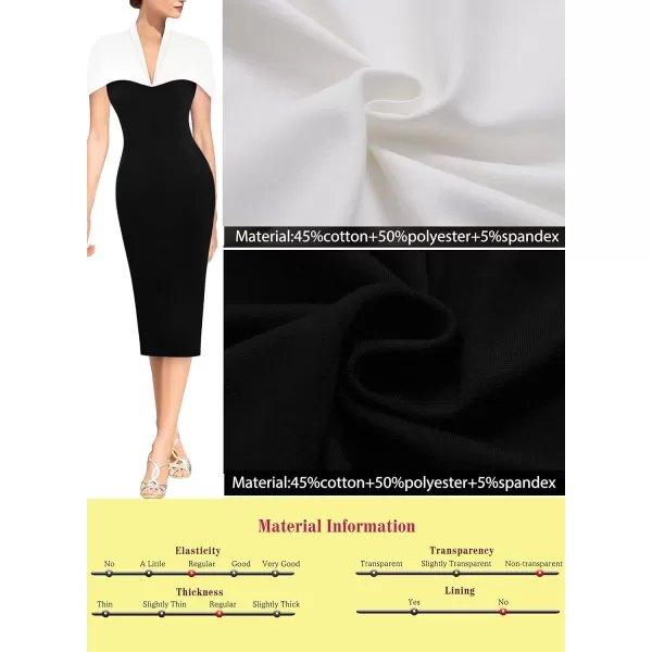 VFSHOW Womens Elegant Cape Cocktail Party Slim Fitted Stretch Bodycon Pencil DressBlack and White