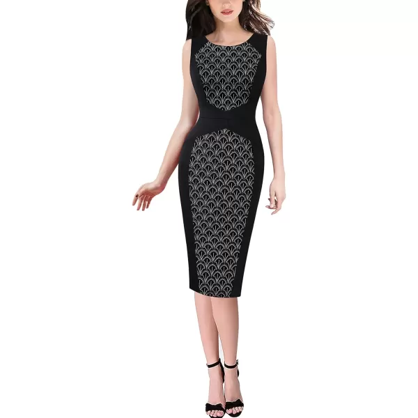 VFSHOW Womens Elegant Front Zipper Slim Work Business Office Party Bodycon Pencil DressBlack and Black Lace