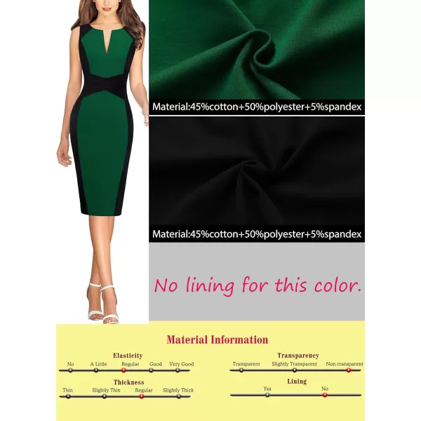 VFSHOW Womens Elegant Front Zipper Slim Work Business Office Party Bodycon Pencil DressBlack and Green2