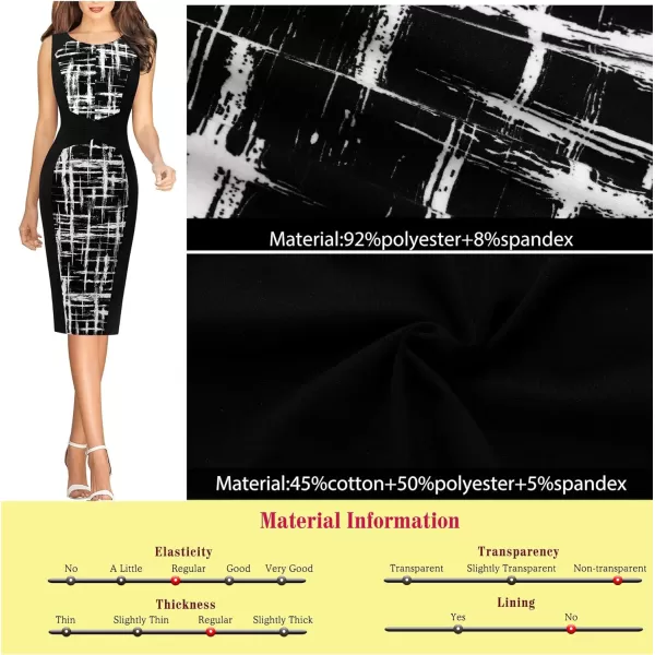 VFSHOW Womens Elegant Front Zipper Slim Work Business Office Party Bodycon Pencil DressBlack and White Geometric6