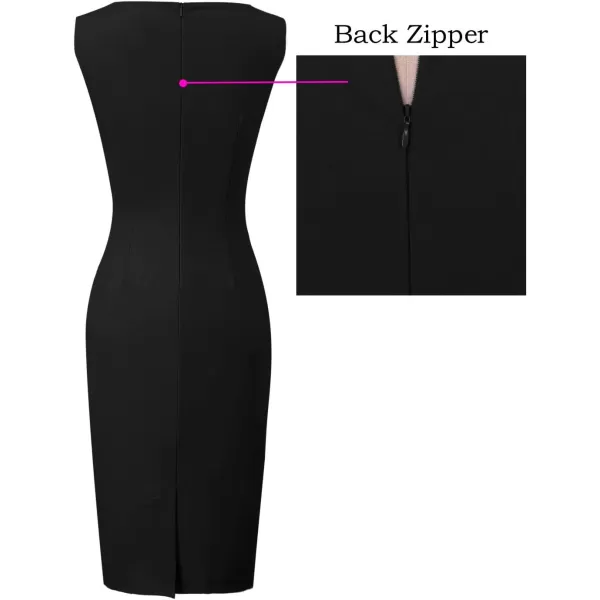 VFSHOW Womens Elegant Front Zipper Slim Work Business Office Party Bodycon Pencil DressBlackblack Crochet Lace