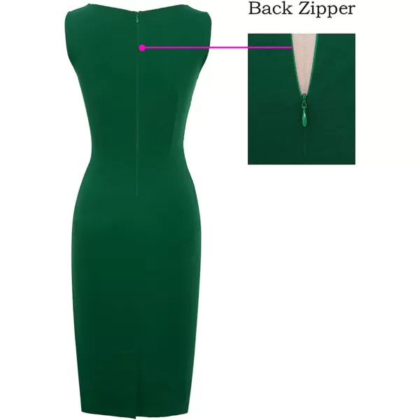 VFSHOW Womens Elegant Front Zipper Slim Work Business Office Party Bodycon Pencil DressBlackgreen Crochet Lace