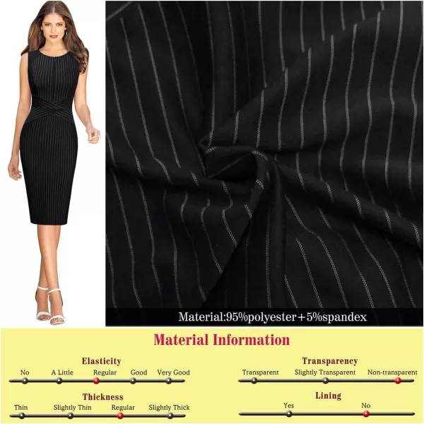 VFSHOW Womens Elegant Front Zipper Slim Work Business Office Party Bodycon Pencil DressBlackwhite Striped Sleeveless