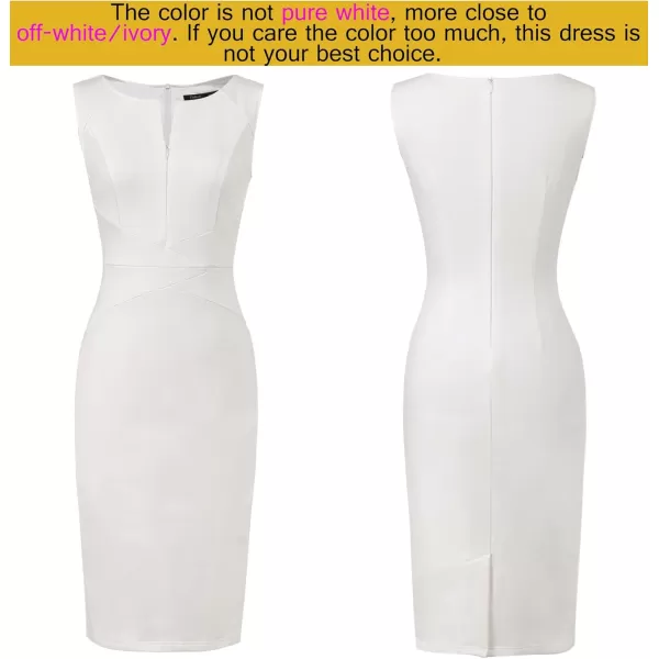 VFSHOW Womens Elegant Front Zipper Slim Work Business Office Party Bodycon Pencil DressSolid Offwhite