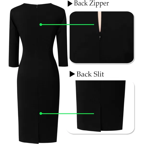 VFSHOW Womens Elegant Front Zipper Slim Work Business Office Party Pencil DressBlack and Blue