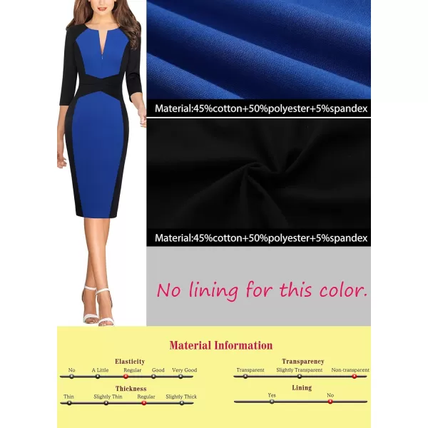 VFSHOW Womens Elegant Front Zipper Slim Work Business Office Party Pencil DressBlack and Blue