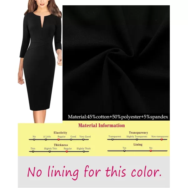 VFSHOW Womens Elegant Front Zipper Slim Work Business Office Party Pencil DressBlack34 Sleeves