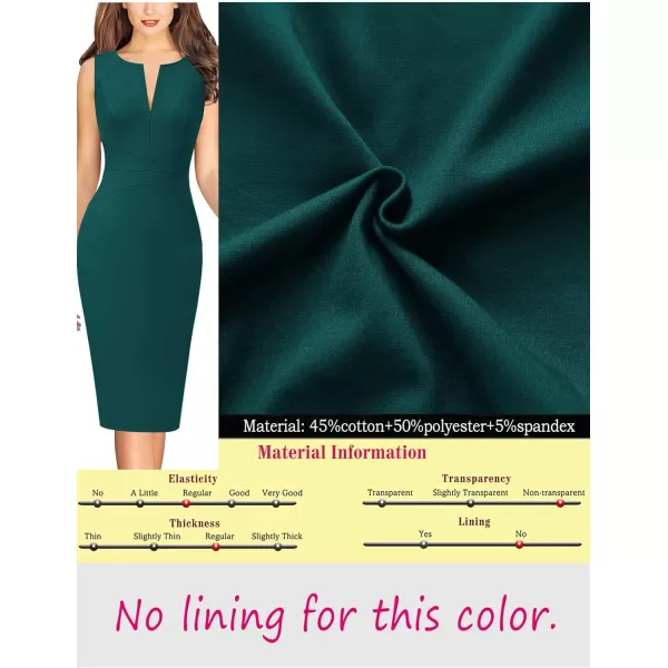 VFSHOW Womens Elegant Front Zipper Slim Work Business Office Party Pencil DressDark Green