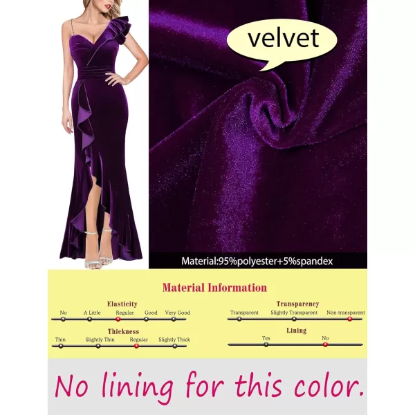 VFSHOW Womens Elegant One Shoulder Formal Prom Ruffle Slit Ruched Wedding Maxi Dress 2023 V Neck Beaded Strap Velvet Cocktail Evening Long Gown Dark Purple XLarge 10788 PUP XLVFSHOW Womens Elegant One Shoulder Formal Prom Ruffle Slit Ruched Wedding Maxi Dress 2023 V Neck Beaded Strap Velvet Cocktail Evening Long Gown Dark Purple XLarge 10788 PUP XL