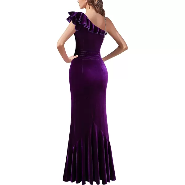 VFSHOW Womens Elegant One Shoulder Formal Prom Ruffle Slit Ruched Wedding Maxi Dress 2023 V Neck Beaded Strap Velvet Cocktail Evening Long Gown Dark Purple XLarge 10788 PUP XLVFSHOW Womens Elegant One Shoulder Formal Prom Ruffle Slit Ruched Wedding Maxi Dress 2023 V Neck Beaded Strap Velvet Cocktail Evening Long Gown Dark Purple XLarge 10788 PUP XL