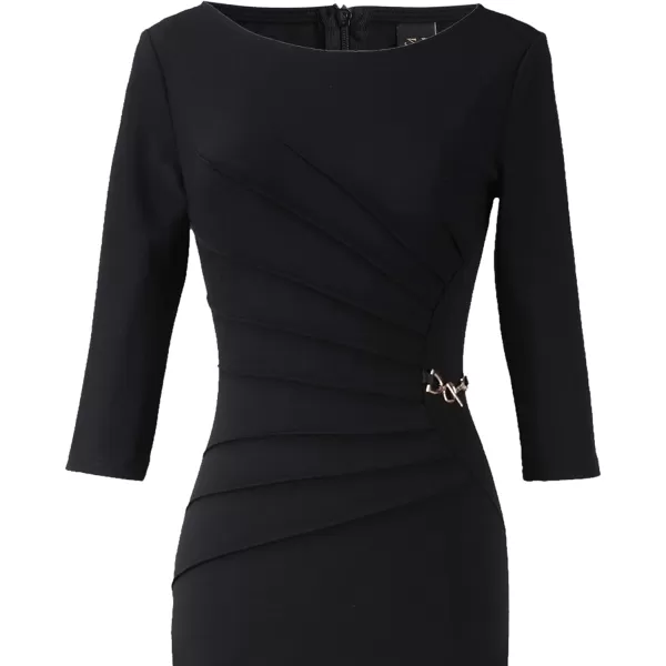 VFSHOW Womens Elegant Ruched Work Business Office Cocktail Party Bodycon Pencil DressBlack34 Sleeve2