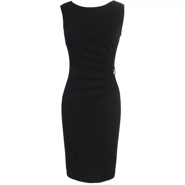 VFSHOW Womens Elegant Ruched Work Business Office Cocktail Party Bodycon Pencil DressBlacksleeveless