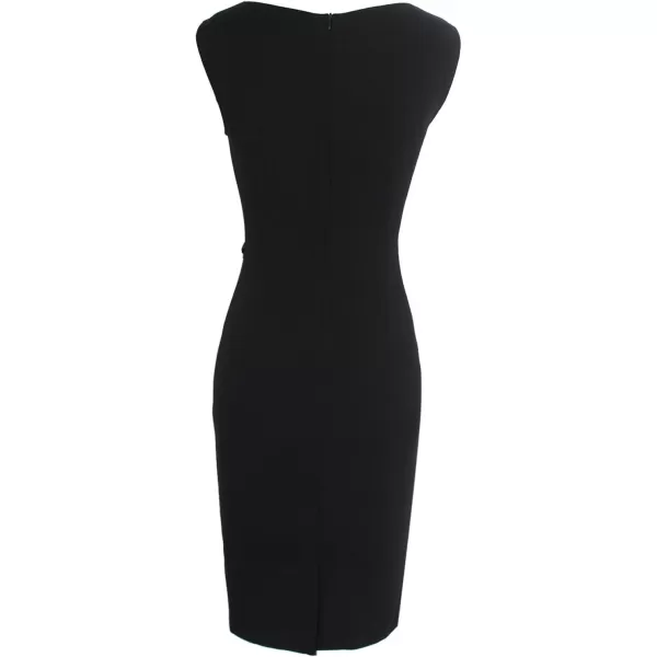 VFSHOW Womens Elegant Ruched Work Business Office Cocktail Party Bodycon Pencil DressBlacksleeveless