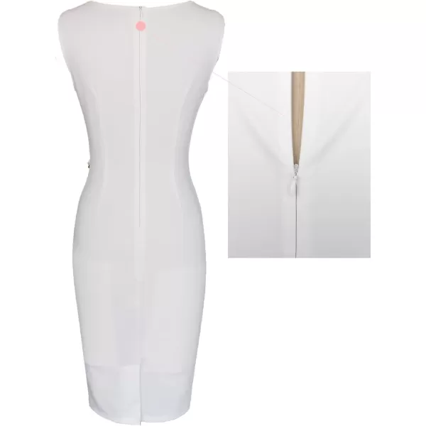 VFSHOW Womens Elegant Ruched Work Business Office Cocktail Party Bodycon Pencil DressOffwhite