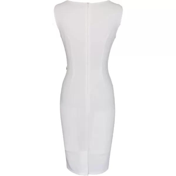 VFSHOW Womens Elegant Ruched Work Business Office Cocktail Party Bodycon Pencil DressOffwhite