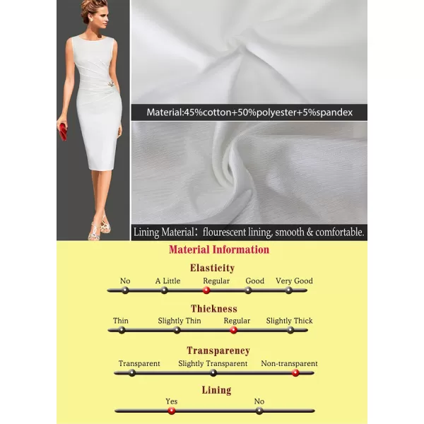 VFSHOW Womens Elegant Ruched Work Business Office Cocktail Party Bodycon Pencil DressOffwhite