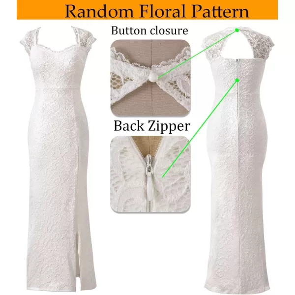 VFSHOW Womens Floral Lace Sweetheart Neck Open Back Zipper High Split Formal Evening Gown Wedding Prom Maxi Long DressOffwhite Lace1