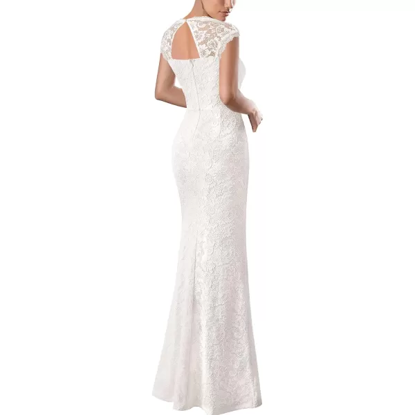 VFSHOW Womens Floral Lace Sweetheart Neck Open Back Zipper High Split Formal Evening Gown Wedding Prom Maxi Long DressOffwhite Lace1