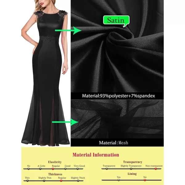 VFSHOW Womens Formal Mermaid Godets Mesh Applique Satin Evening Gown Maxi DressVFSHOW Womens Formal Mermaid Godets Mesh Applique Satin Evening Gown Maxi Dress