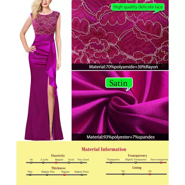 VFSHOW Womens Formal Ruched Ruffles Evening Prom Wedding Party Maxi DressHot Pink