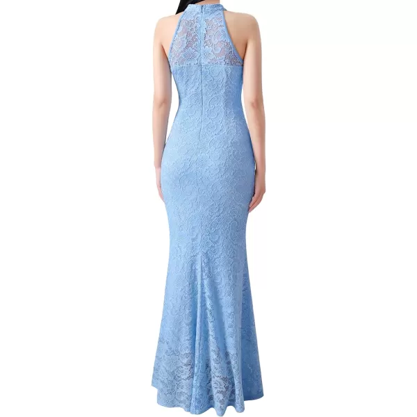 VFSHOW Womens Formal Sexy Halter High Slit Prom Wedding Guest Maxi Dress 2023 Illusion Sweetheart Neckline Evening Long GownBaby Blue Floral Lace