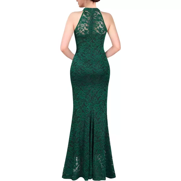 VFSHOW Womens Formal Sexy Halter High Slit Prom Wedding Guest Maxi Dress 2023 Illusion Sweetheart Neckline Evening Long GownGreen Floral Lace