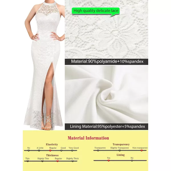 VFSHOW Womens Formal Sexy Halter High Slit Prom Wedding Guest Maxi Dress 2023 Illusion Sweetheart Neckline Evening Long GownOff White Floral Lace