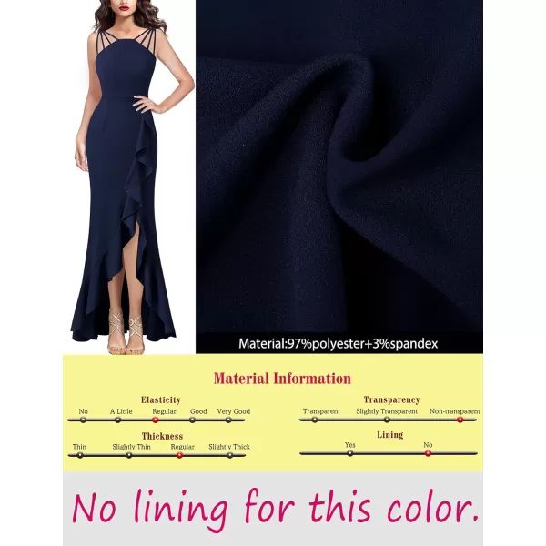 VFSHOW Womens Formal Spaghetti Strap Ruffles Split Mermaid Evening Prom Maxi DressDark Blue