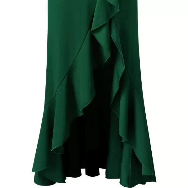 VFSHOW Womens Formal Spaghetti Strap Ruffles Split Mermaid Evening Prom Maxi DressDark Green